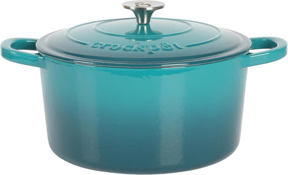 Crock-Pot 3 Quart Enameled Cast Iron Dutch Oven – Aqua nxy4av wyfd5b
