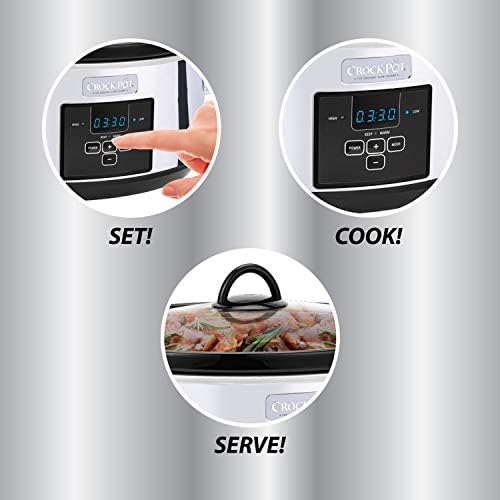 Crock-Pot 7 Quart Programmable Slow Cooker – Polished Platinum vysn43 crwx6p