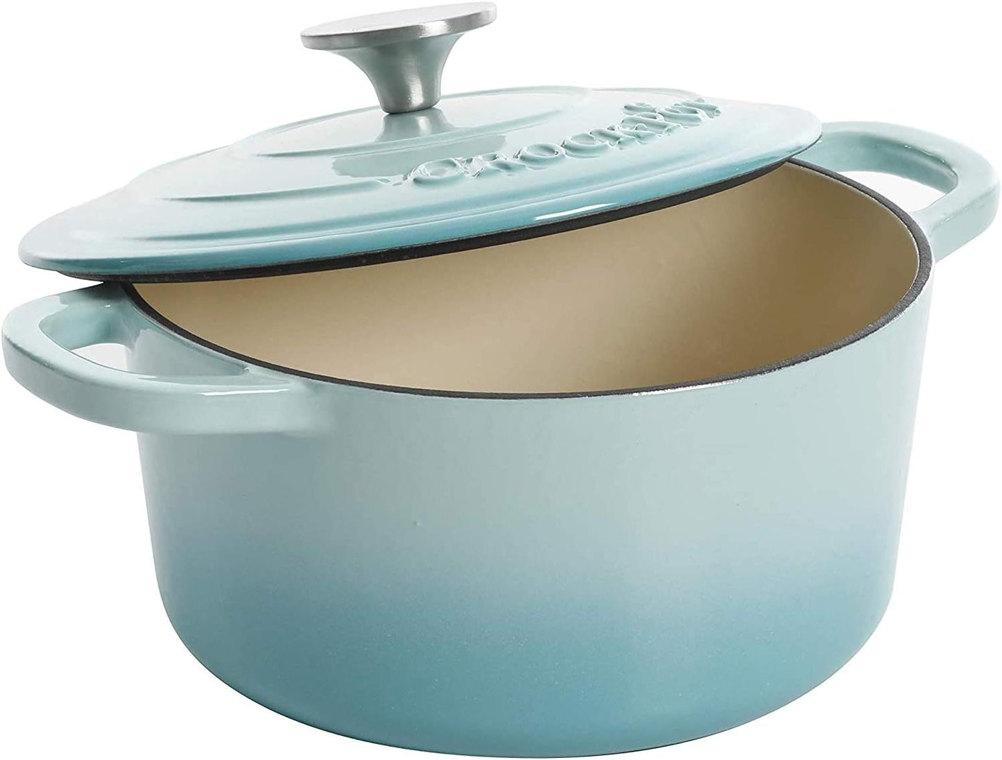 Crock-Pot 3 Quart Enameled Cast Iron Dutch Oven – Aqua nxy4av wyfd5b