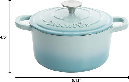 Crock-Pot 3 Quart Enameled Cast Iron Dutch Oven – Aqua nxy4av wyfd5b