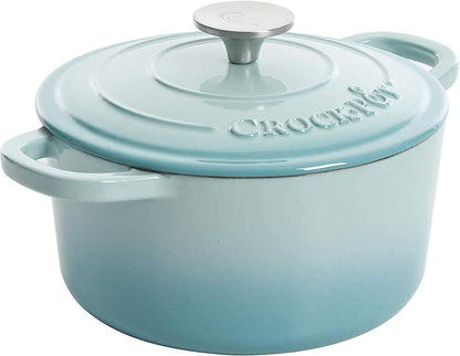 Crock-Pot 3 Quart Enameled Cast Iron Dutch Oven – Aqua nxy4av wyfd5b